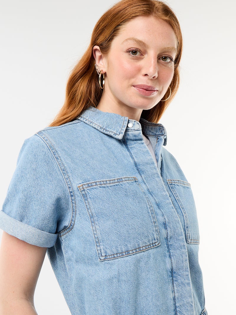 Tuta corta in denim Blu - Kiabi