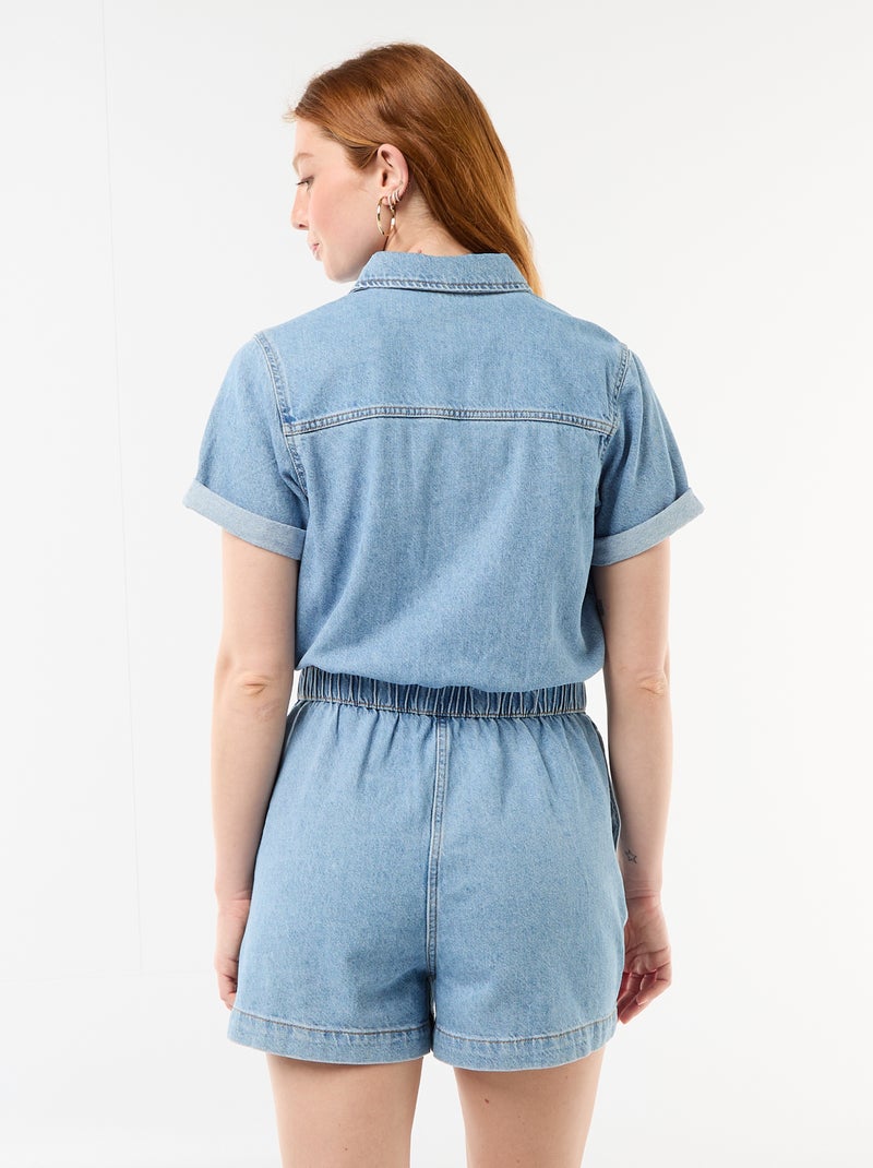 Tuta corta in denim Blu - Kiabi