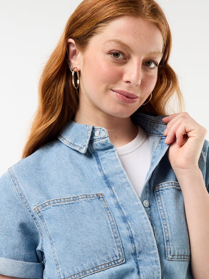 Tuta corta in denim Blu - Kiabi