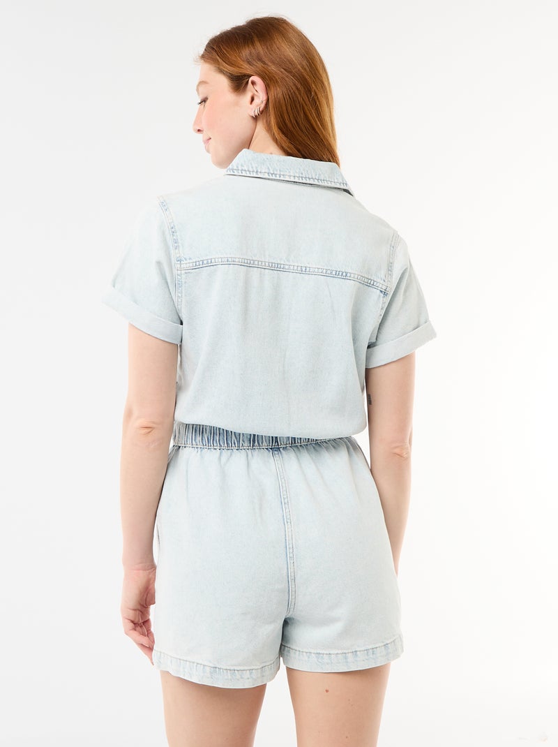 Tuta corta in denim Blu - Kiabi