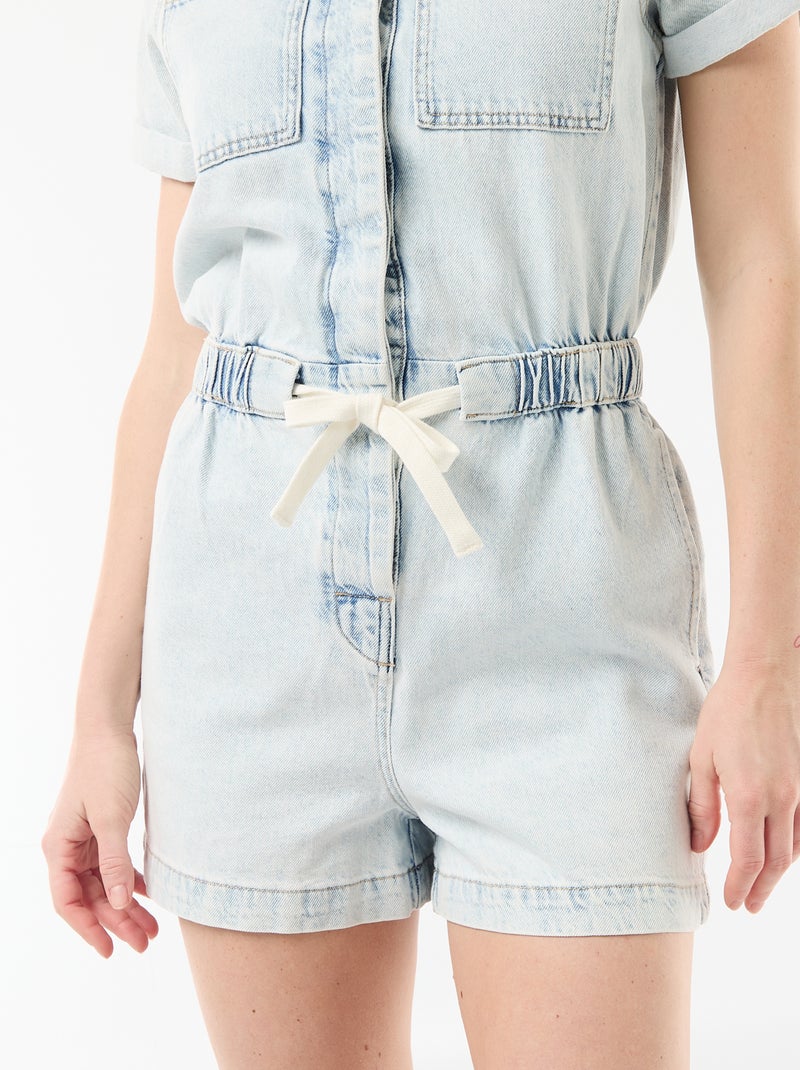 Tuta corta in denim Blu - Kiabi
