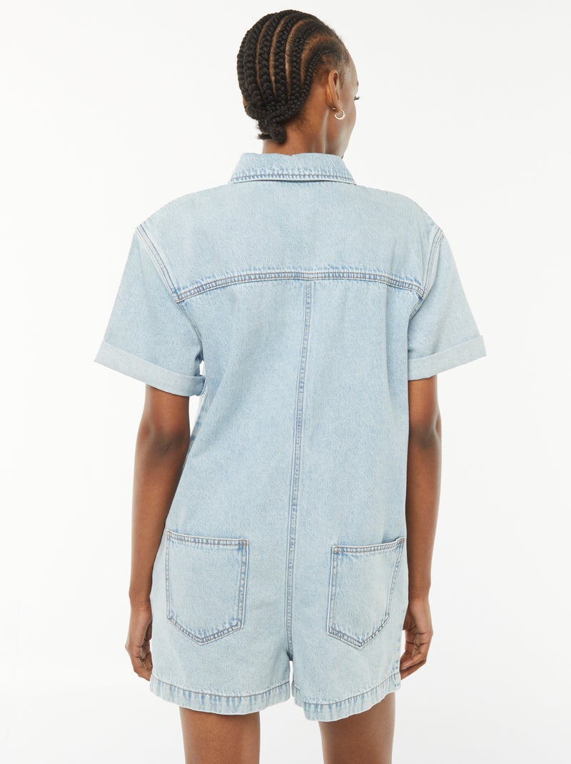 Tuta corta in denim con bottoni a pressione BLU - Kiabi