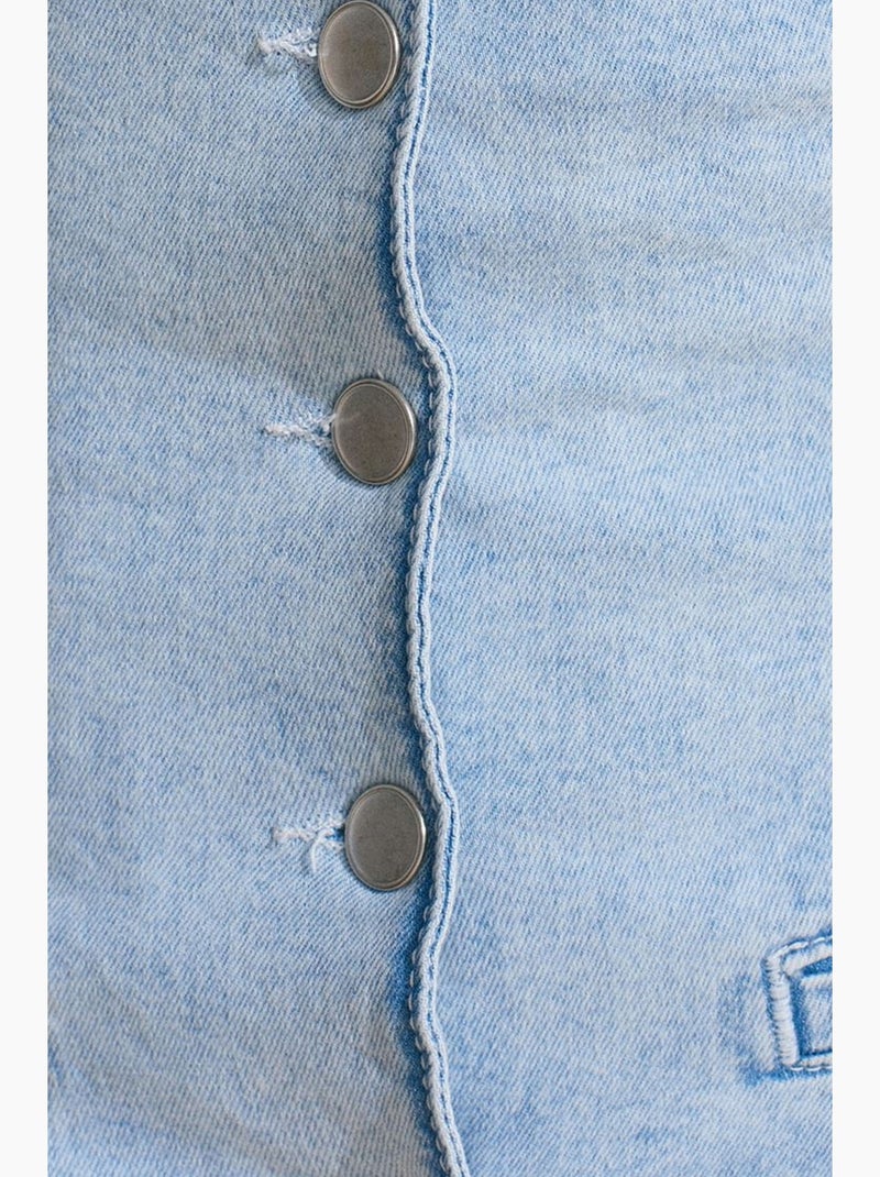 Tuta corta in denim con scollo all’americana slim fit dilvin Blu chiaro - Kiabi