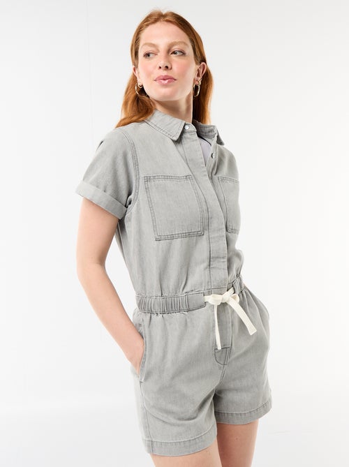 Tuta corta in denim - Kiabi