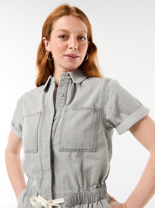 Tuta corta in denim - Kiabi