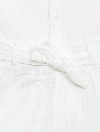 Tuta corta in doppia garza di cotone + cintura da annodare