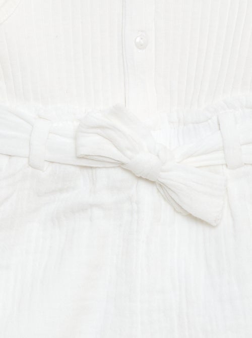 Tuta corta in doppia garza di cotone + cintura da annodare - Kiabi