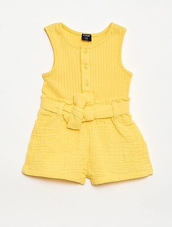 Tuta corta in doppia garza di cotone + cintura da annodare