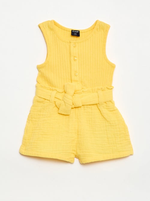 Tuta corta in doppia garza di cotone + cintura da annodare - Kiabi