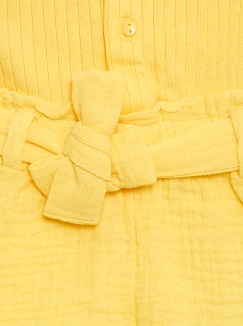 Tuta corta in doppia garza di cotone + cintura da annodare - Kiabi