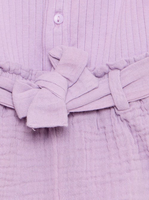 Tuta corta in doppia garza di cotone + cintura da annodare - Kiabi