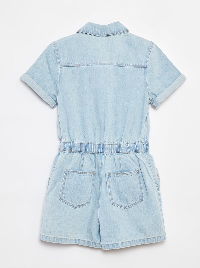 Tuta corta in jeans a maniche corte Blu - Kiabi