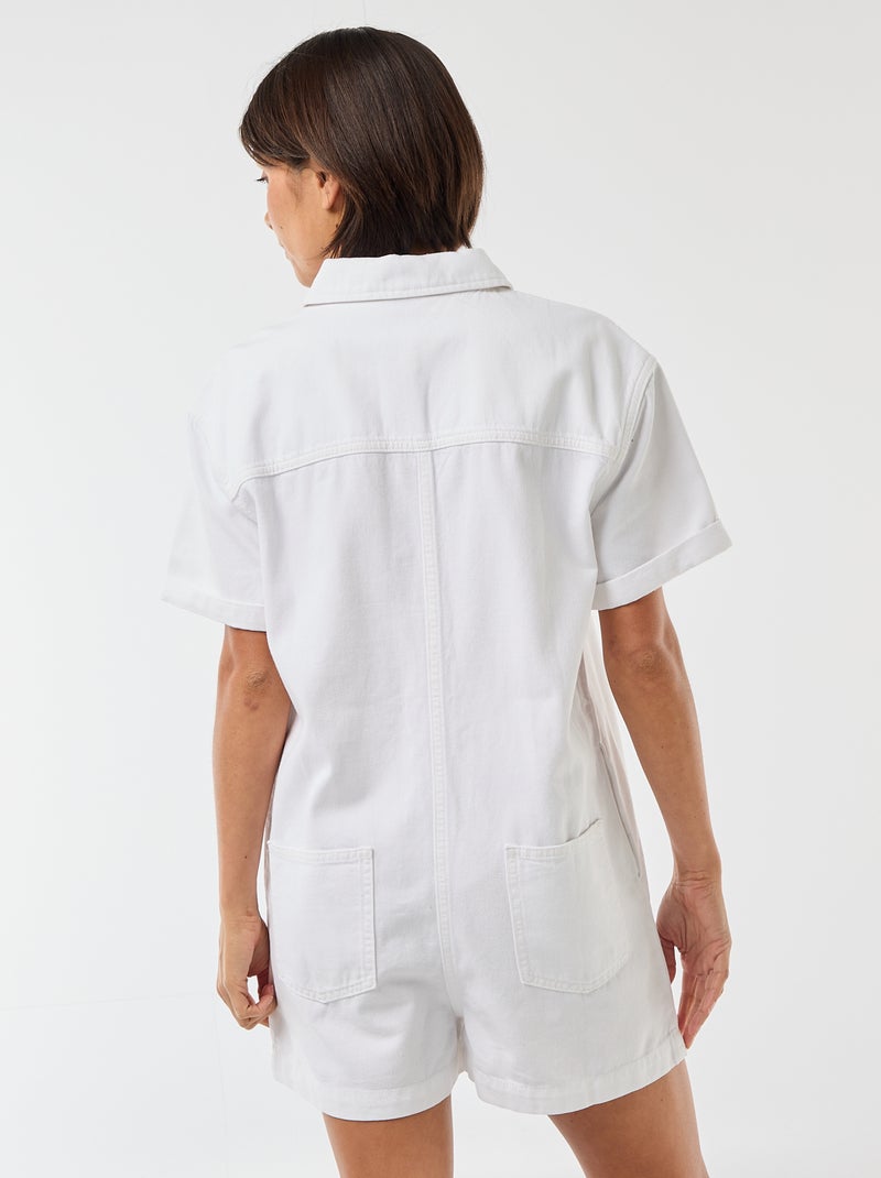 Tuta corta in jeans Bianco - Kiabi