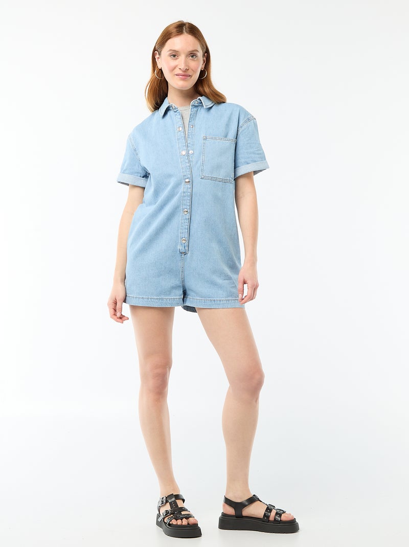 Tuta corta in jeans Blu - Kiabi