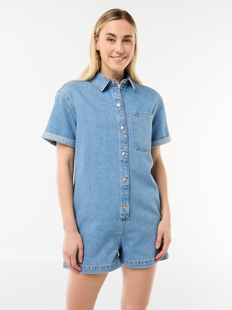 Tuta corta in jeans Blu - Kiabi