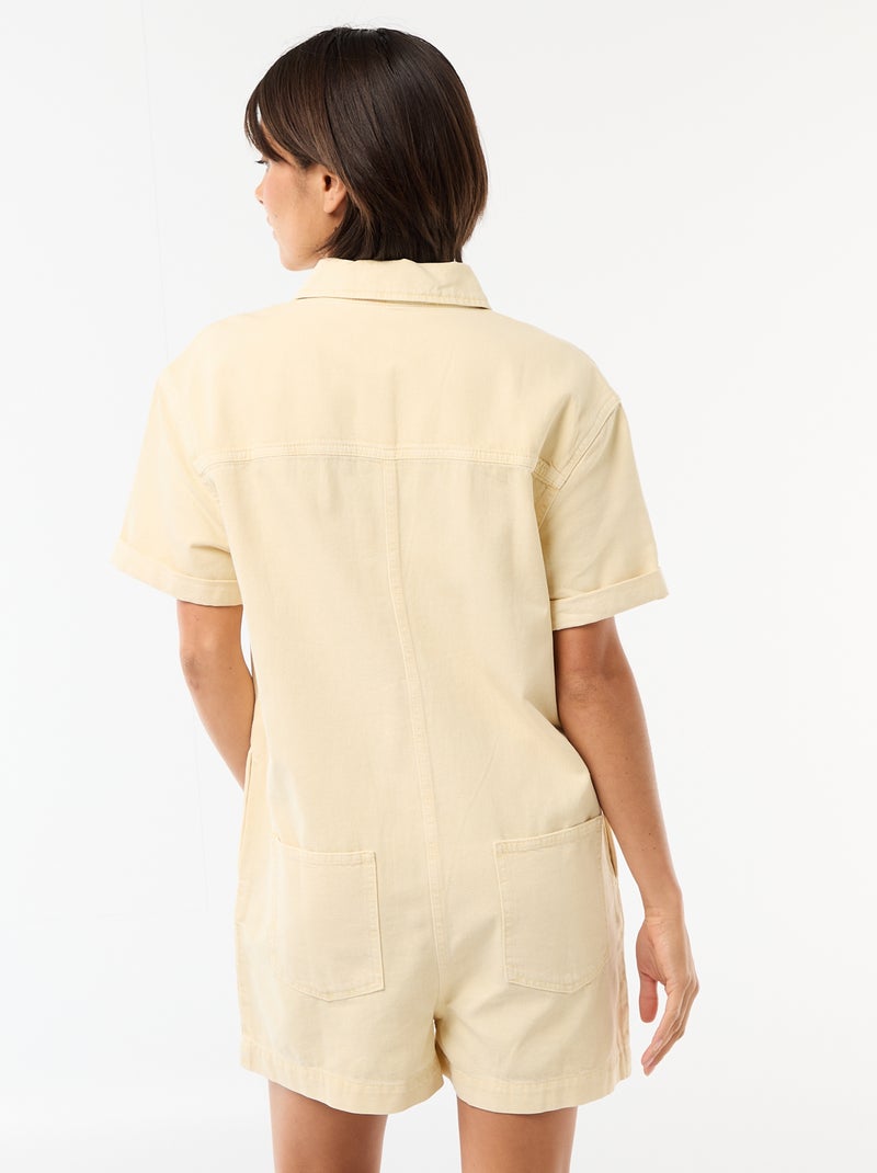 Tuta corta in jeans Giallo - Kiabi
