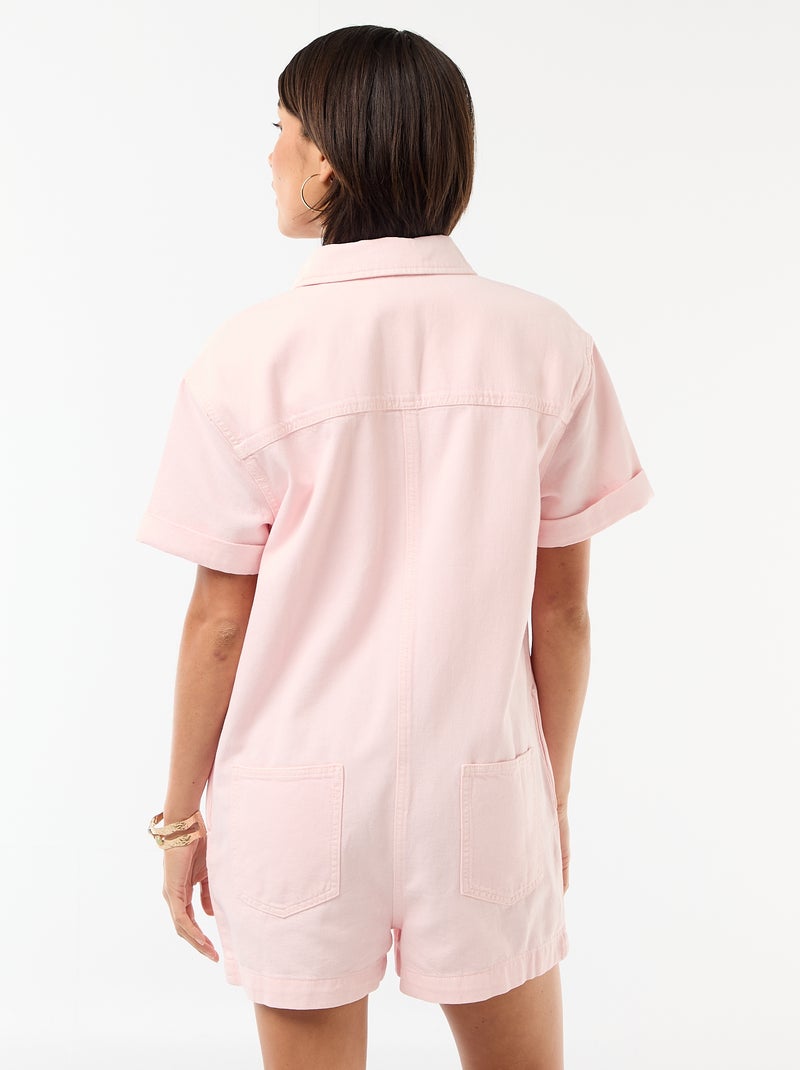 Tuta corta in jeans Rosa - Kiabi
