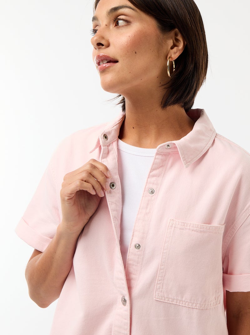 Tuta corta in jeans Rosa - Kiabi
