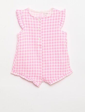 Tutina corta in jersey di cotone con volant sulle maniche