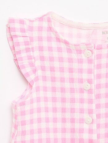 Tutina corta in jersey di cotone con volant sulle maniche