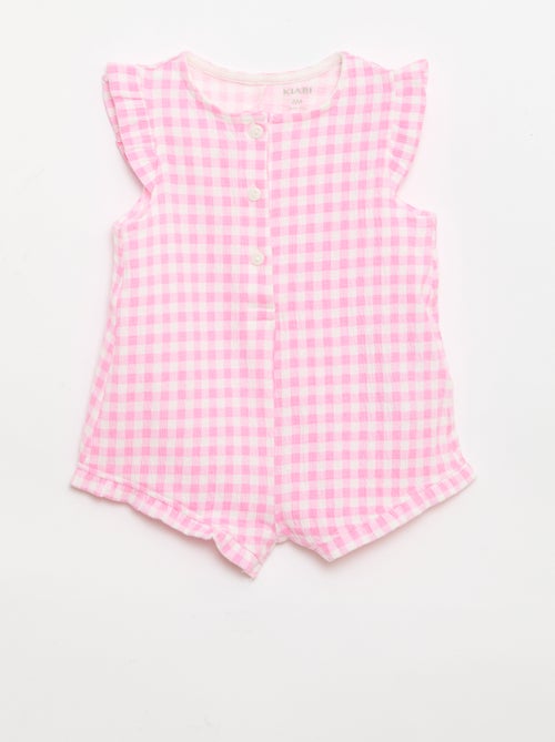 Tuta corta in jersey di cotone con volant sulle maniche - Kiabi