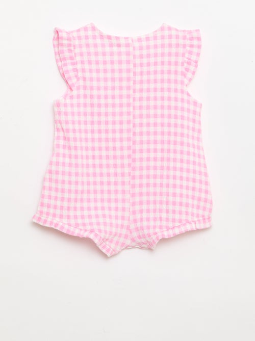 Tuta corta in jersey di cotone con volant sulle maniche - Kiabi