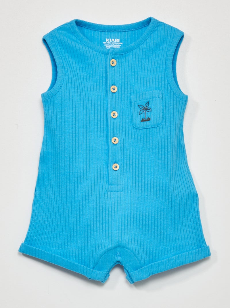 Tuta corta in maglia a coste blu - Kiabi