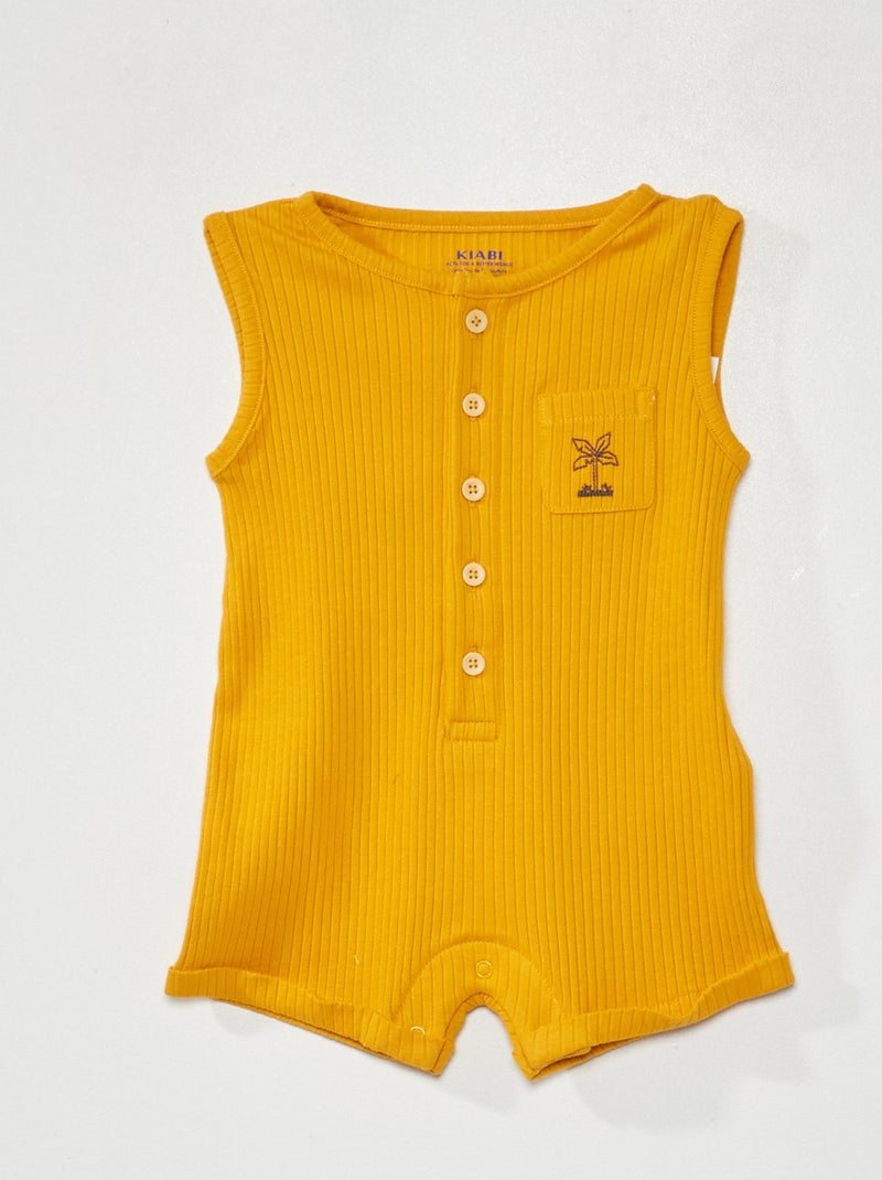 Tuta corta in maglia a coste GIALLO - Kiabi