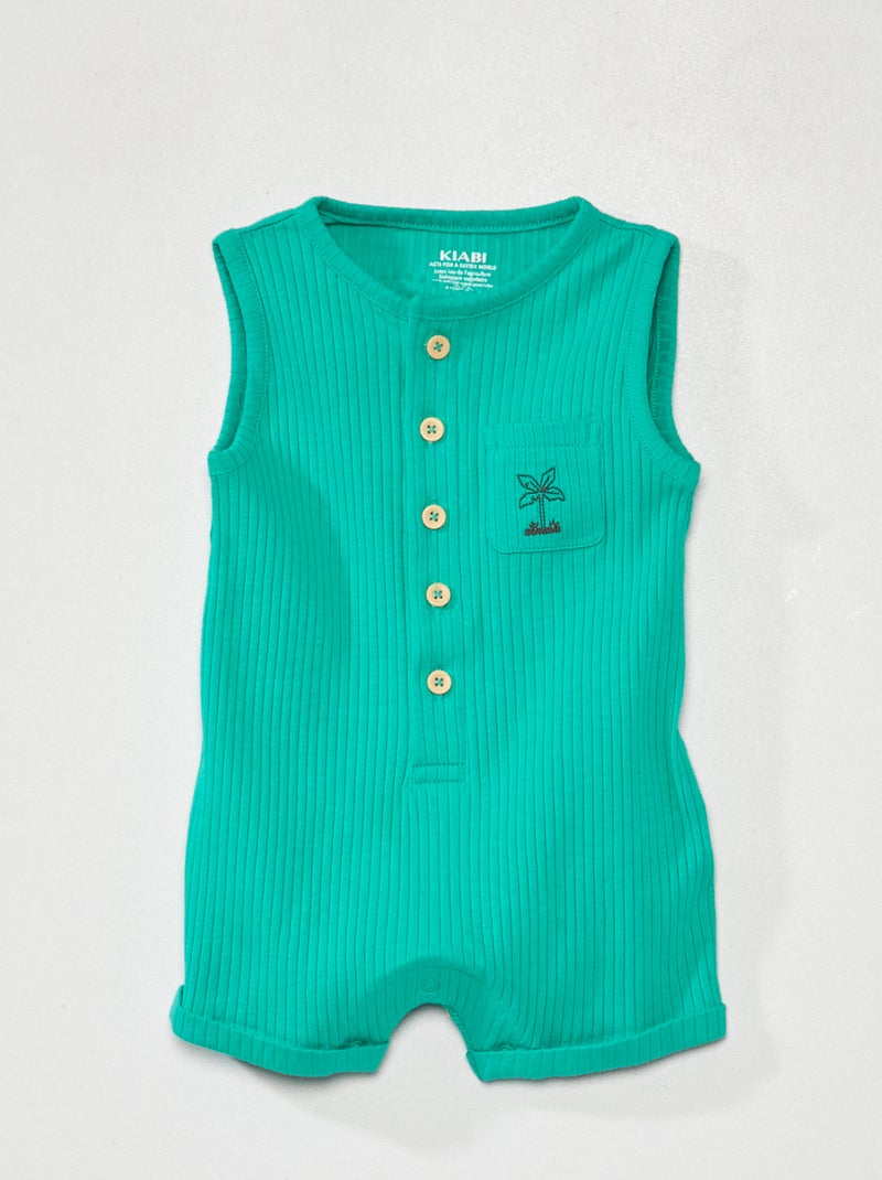 Tuta corta in maglia a coste Verde - Kiabi