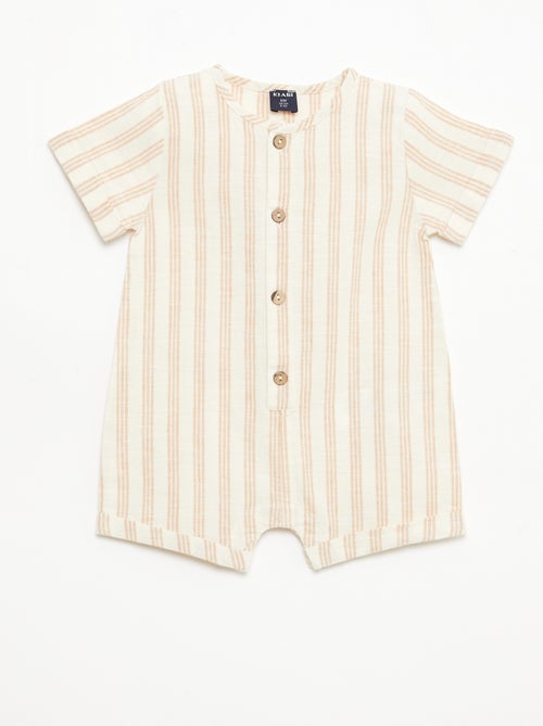 Tuta corta in misto cotone e lino - Kiabi