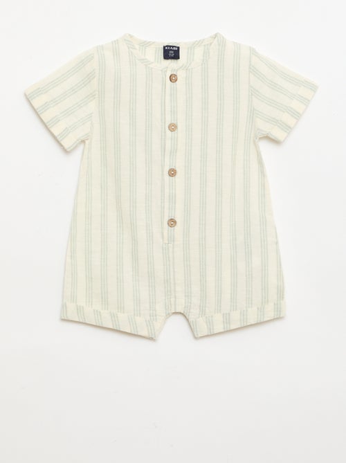 Tuta corta in misto cotone e lino - Kiabi