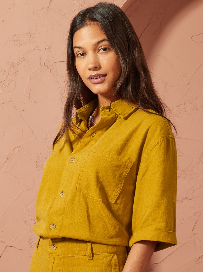 Tuta corta in misto lino - Unisex GIALLO - Kiabi