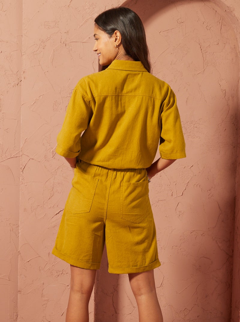 Tuta corta in misto lino - Unisex GIALLO - Kiabi