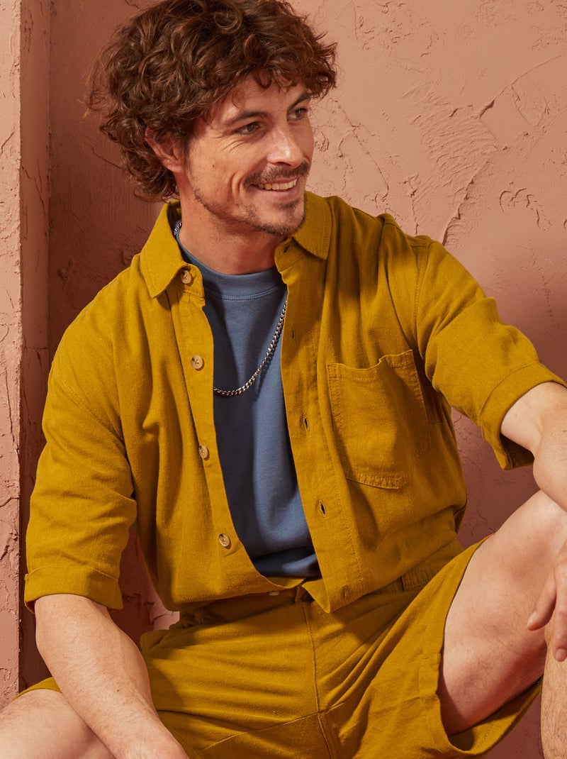 Tuta corta in misto lino - Unisex GIALLO - Kiabi