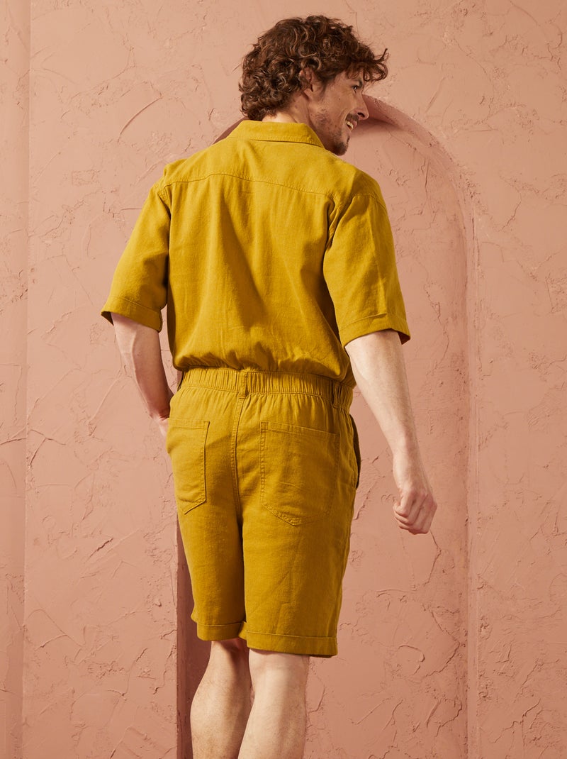 Tuta corta in misto lino - Unisex GIALLO - Kiabi