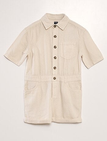 Tuta corta in misto lino a maniche corte - Unisex