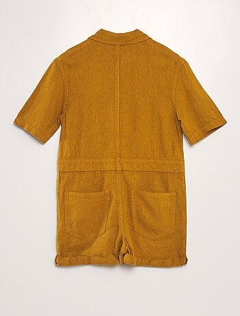 Tuta corta in misto lino a maniche corte - Unisex
