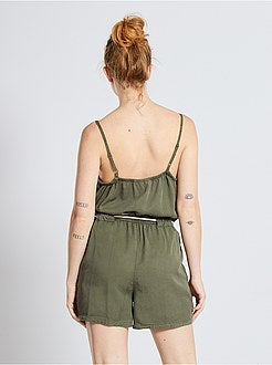 Tuta corta in tencel + cintura in corda - Kiabi