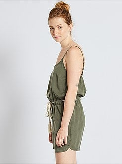 Tuta corta in tencel + cintura in corda - Kiabi