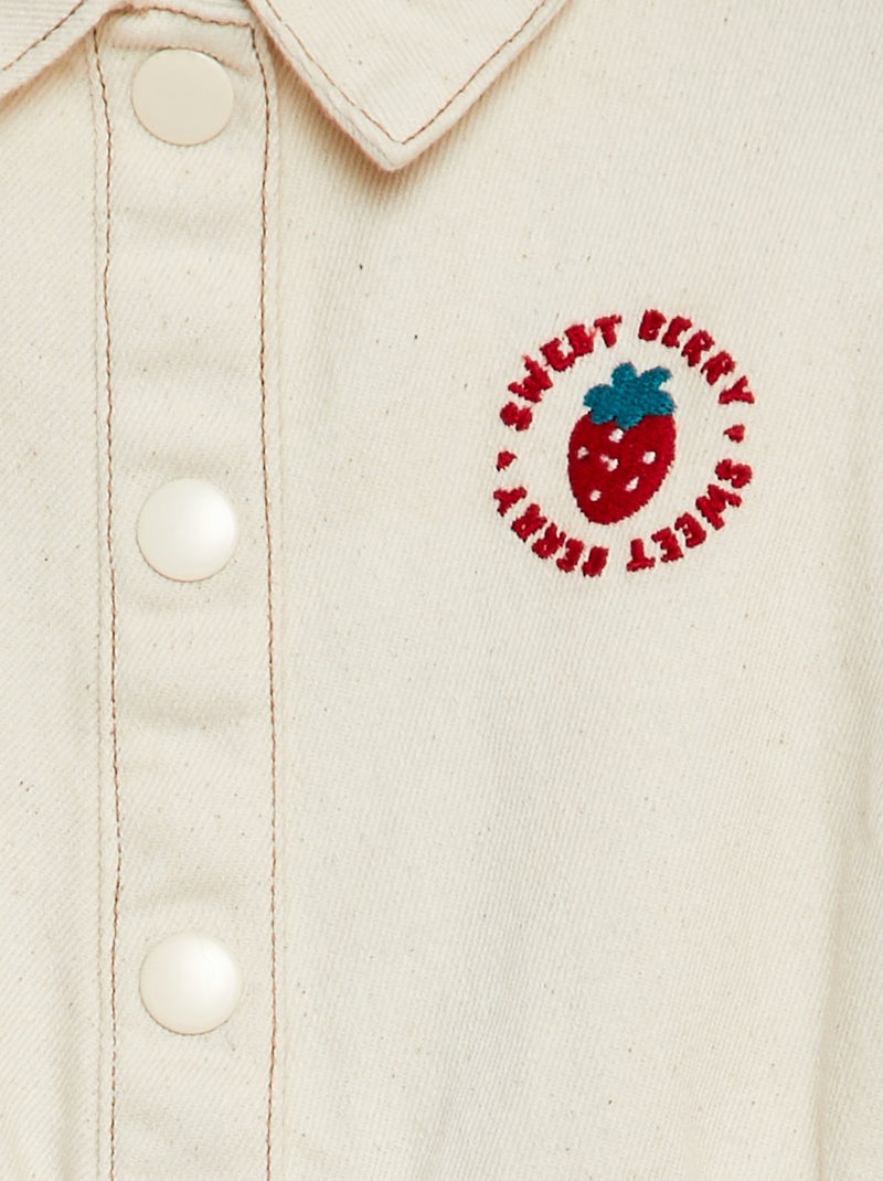 Tuta corta in twill con ricamo BIANCO - Kiabi