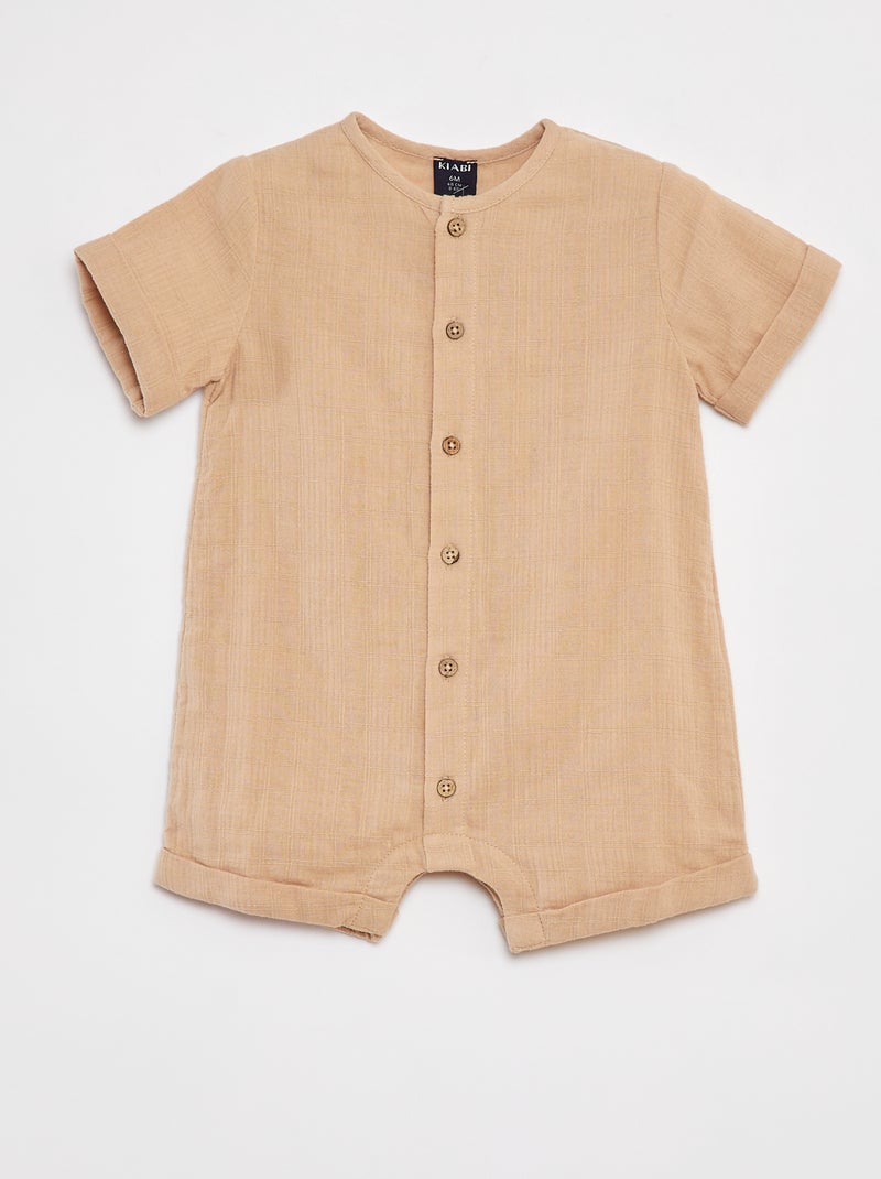 Tuta corta in velo di cotone BEIGE - Kiabi