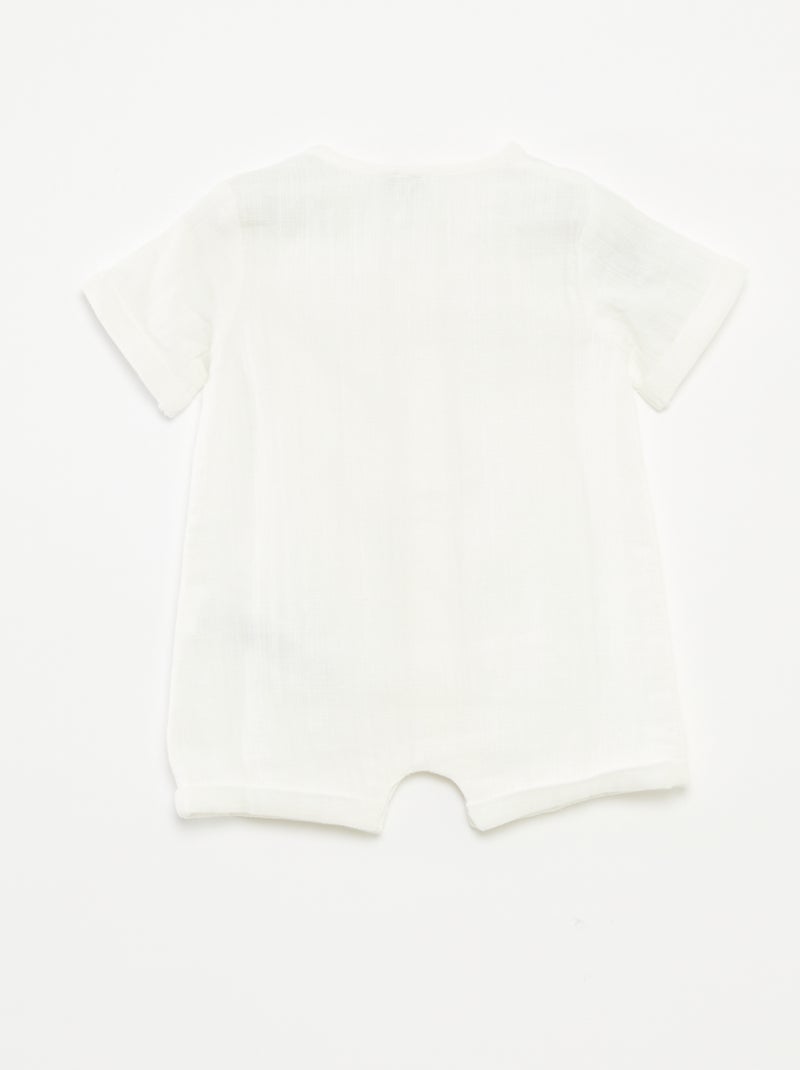 Tuta corta in velo di cotone BIANCO - Kiabi