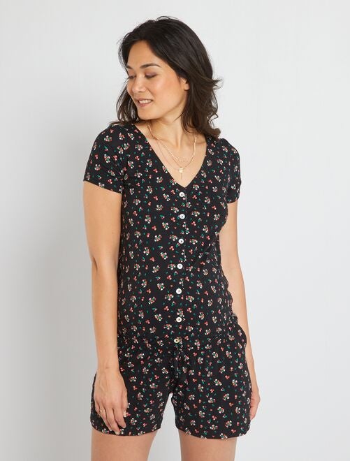 Tuta corta premaman in maglia - NERO - Kiabi - 20.00€