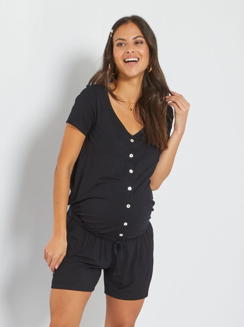 Tuta corta premaman in maglia Nero - Kiabi