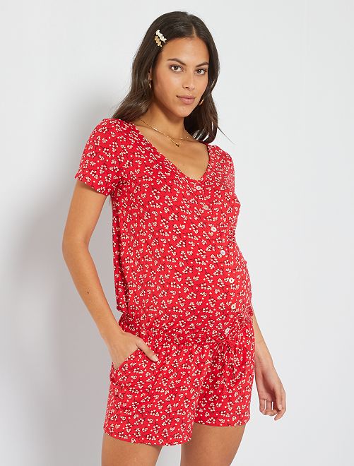 Tuta corta premaman in maglia - ROSSO - Kiabi - 20.00€