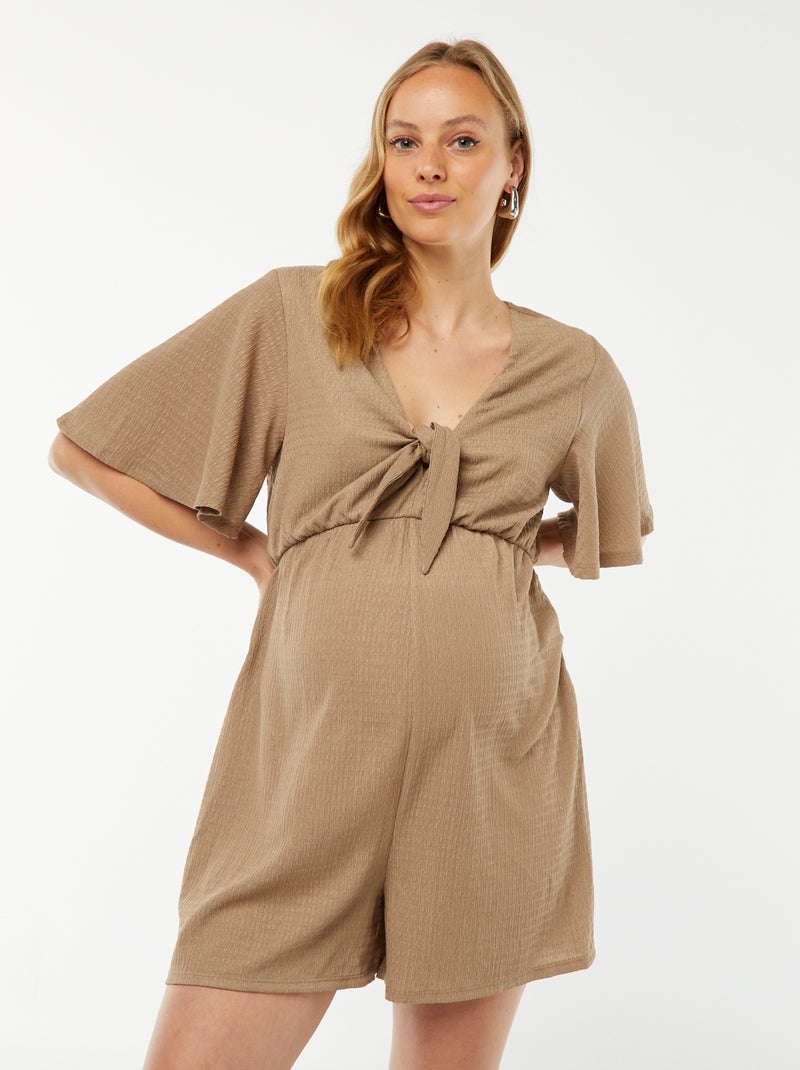 Tuta corta premaman in tessuto goffrato Beige - Kiabi