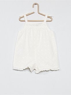 Tuta corta ricamo punto inglese - Kiabi