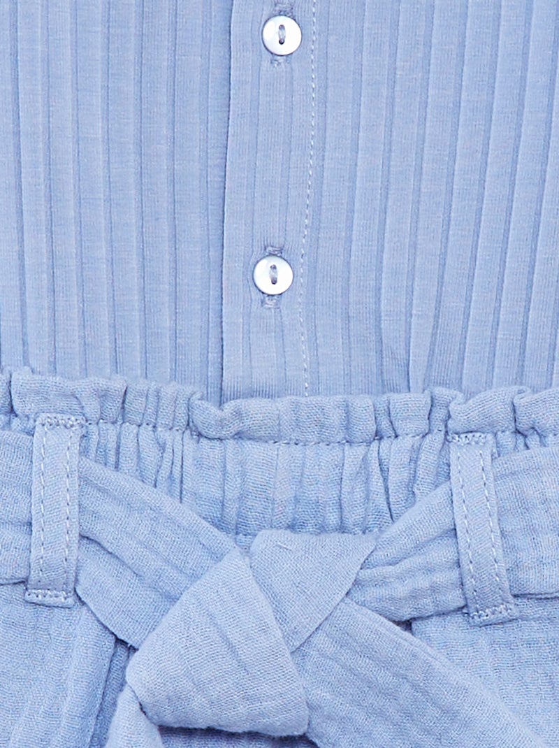 Tuta corta senza maniche con cintura da annodare BLU - Kiabi