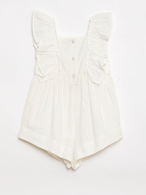 Tuta corta senza maniche in pizzo sangallo con volant - Kiabi