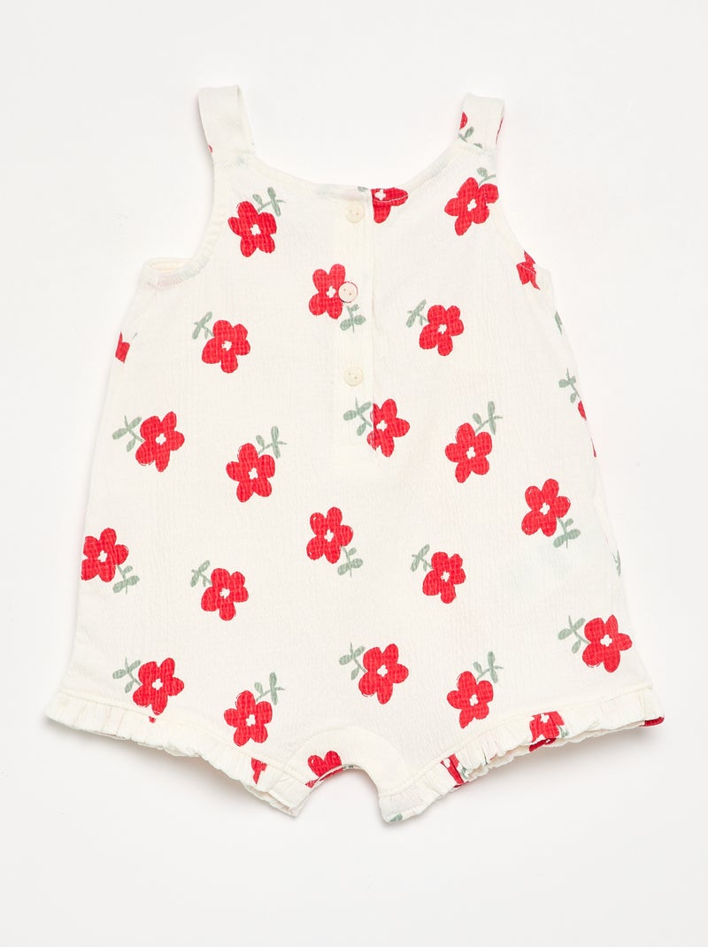 Tuta corta stampata in maglia stropicciata Bianco - Kiabi